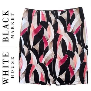 White House Black Market Multicolor Abstract Skirt